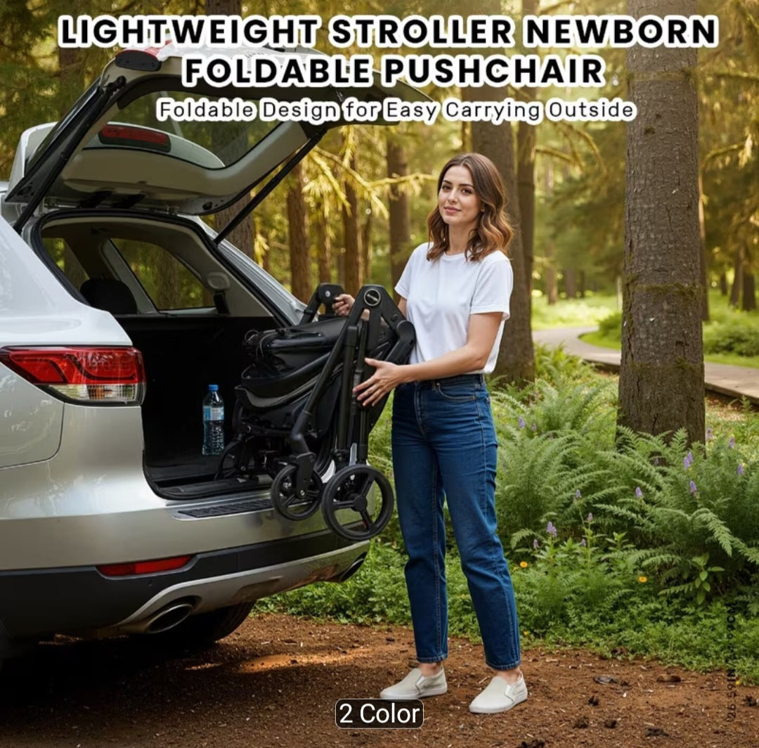 Travel pram lightweight with 5 point harness