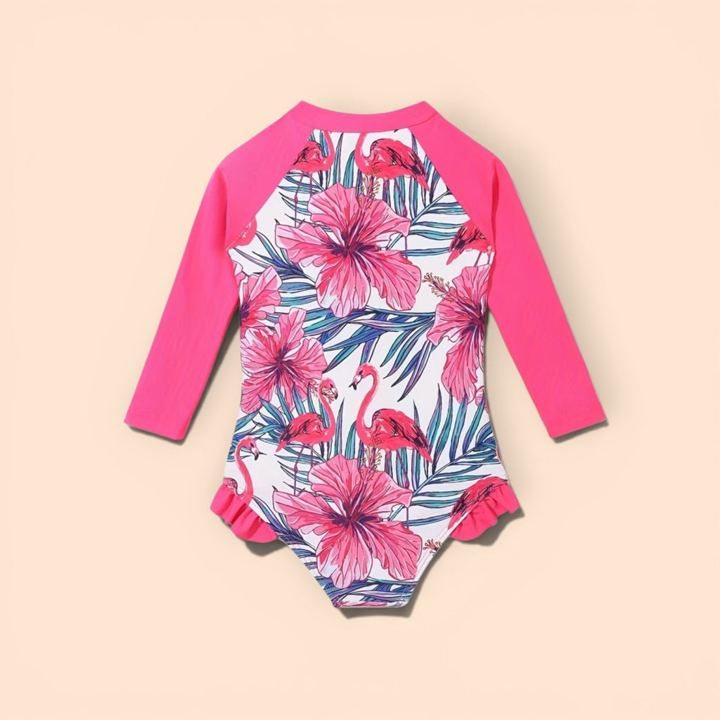 Girls pink flower swim suite