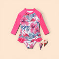 Girls pink flower swim suite