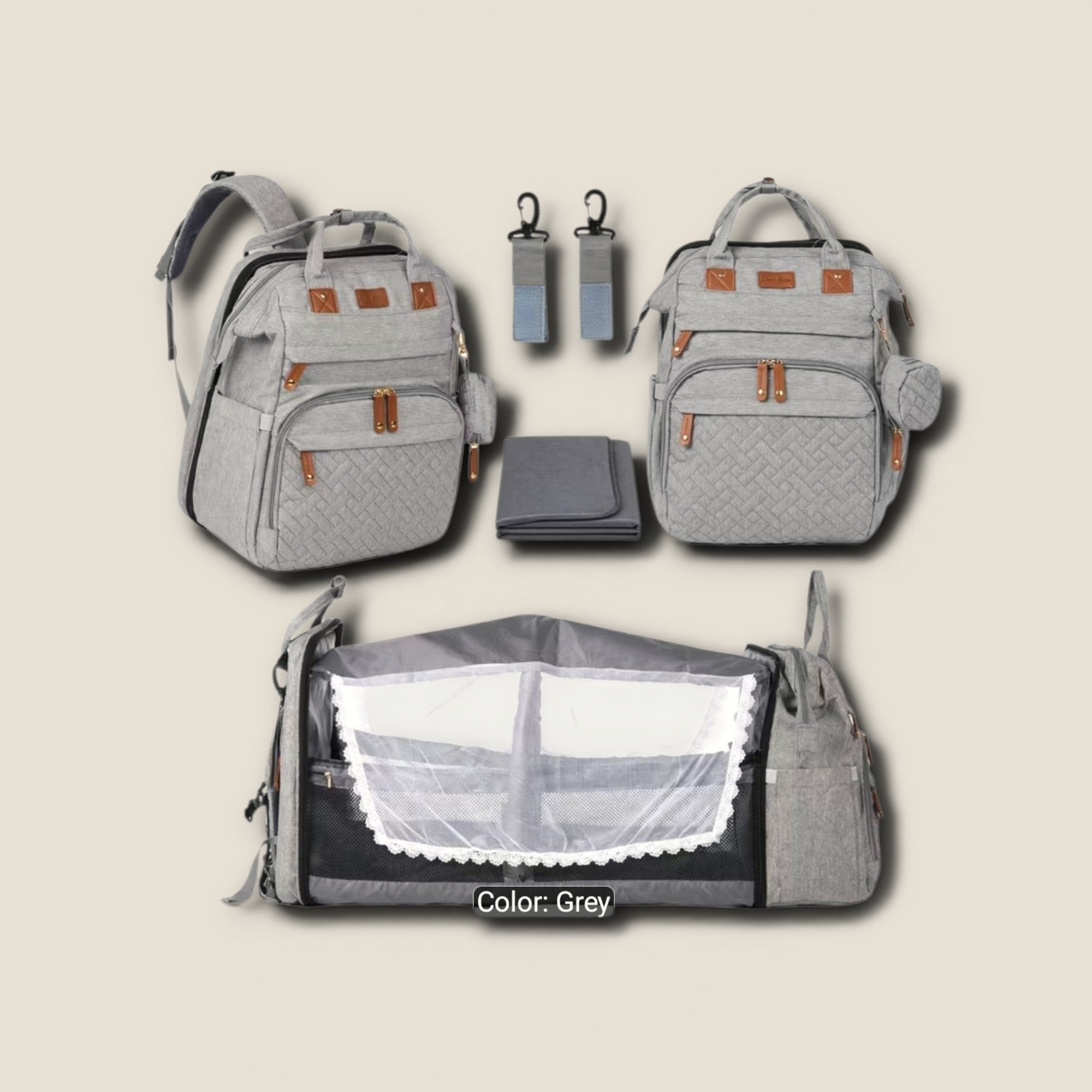 Baby changing backpack with usb charger & built in changing mat