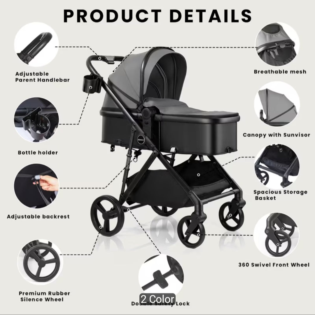 2 in 1 stroller foldable newborn reversible seat