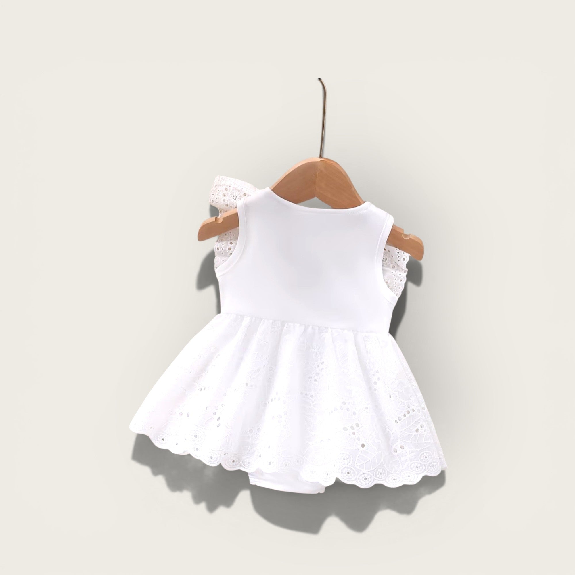 Girls hollow out lace trim dress
