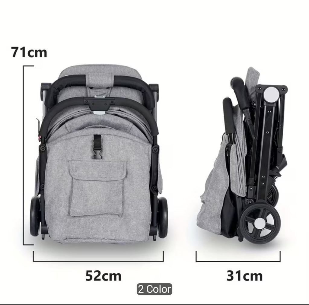 Travel pram lightweight with 5 point harness