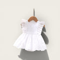 Girls hollow out lace trim dress