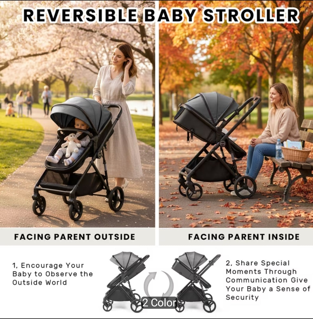 2 in 1 stroller foldable newborn stroller with reversible seat