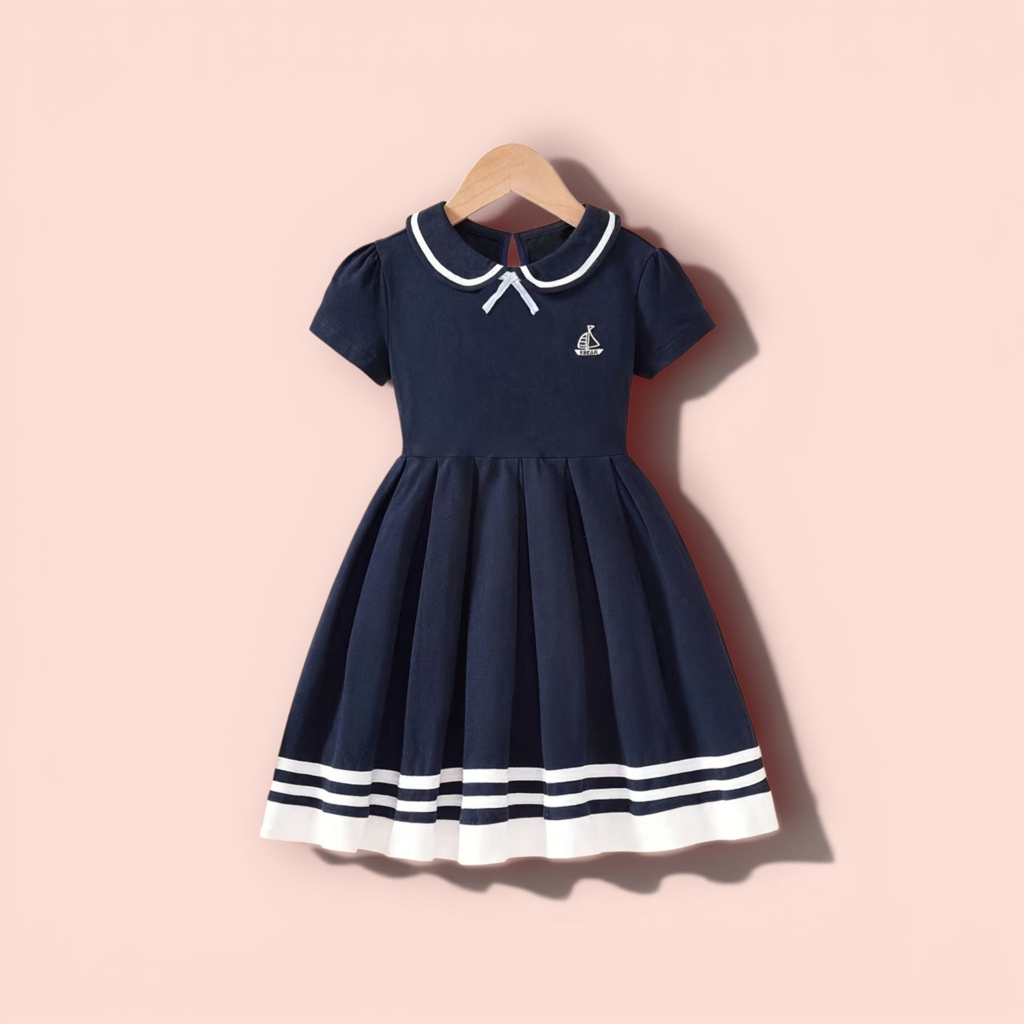 Girls sailor collar blue dress