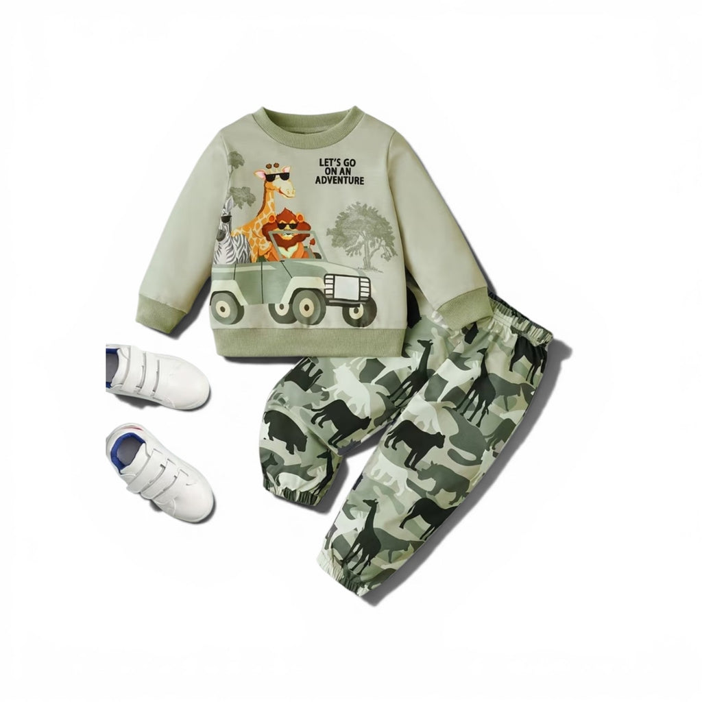 Boys safari jumper & trouser set